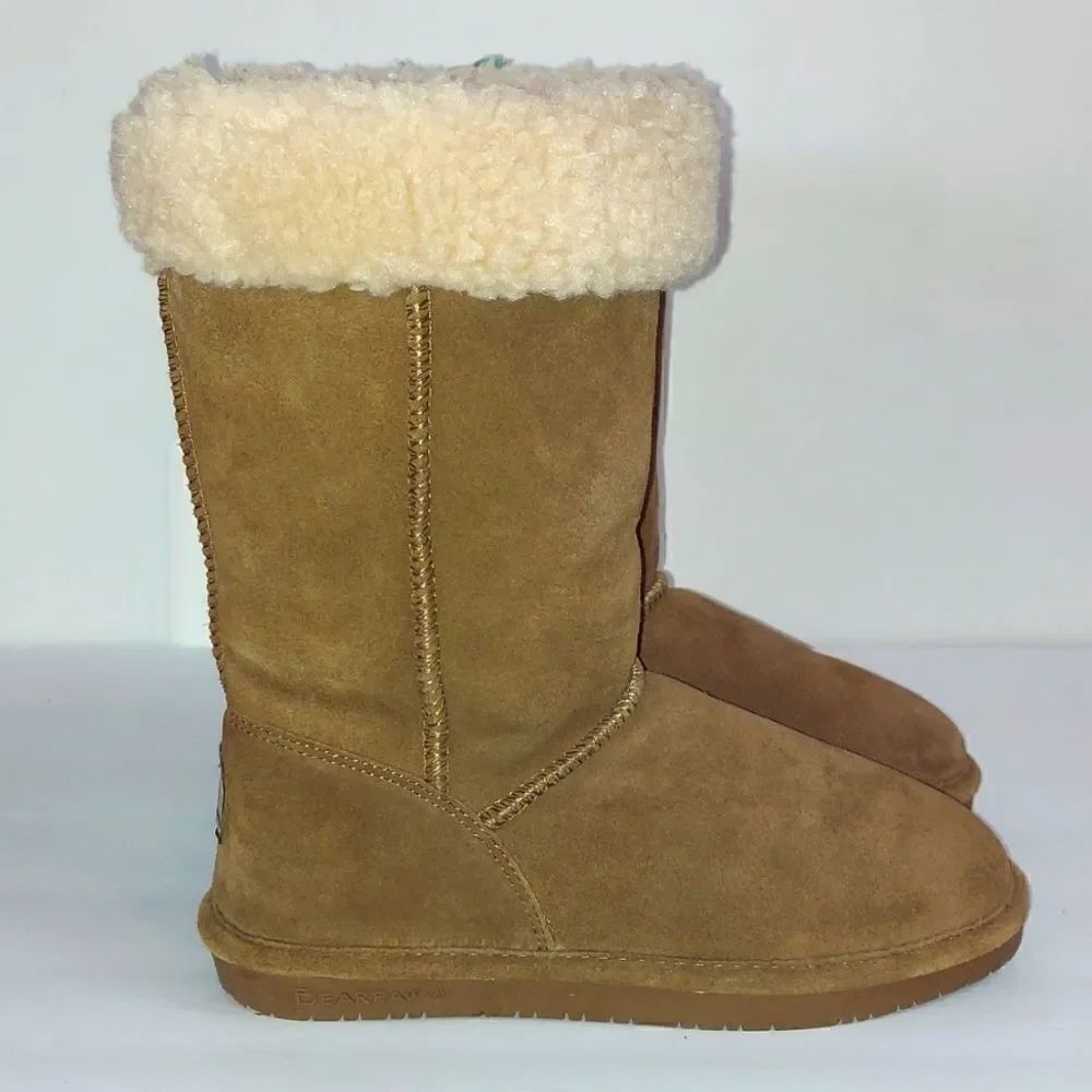 BEARPAW 'Marissa' Womens Brown Fur Lined Boots Sz 7